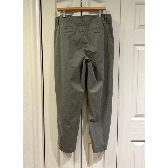 A New Day Olive Green High Rise Pleated Chino Pants Stretch Cotton Lyocell 14 - Picture 8 of 12